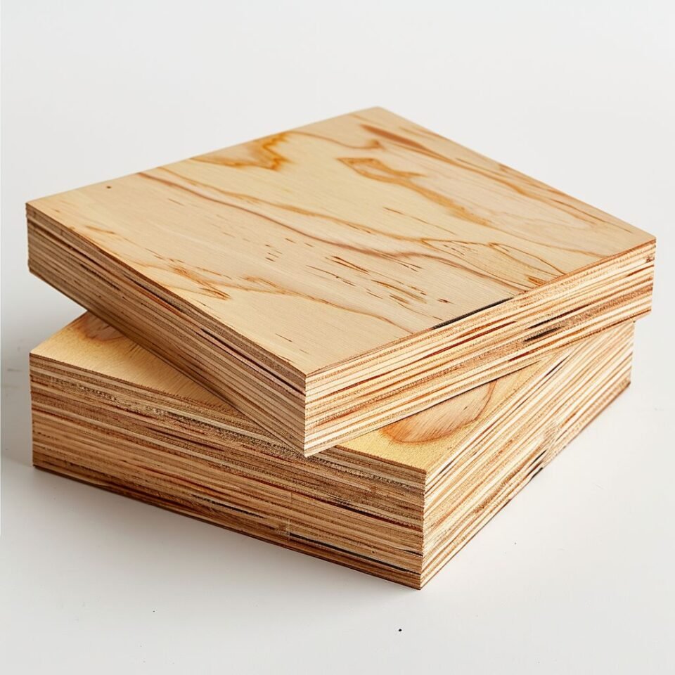 Dva kusy kvalitní překližky na bílém pozadí.